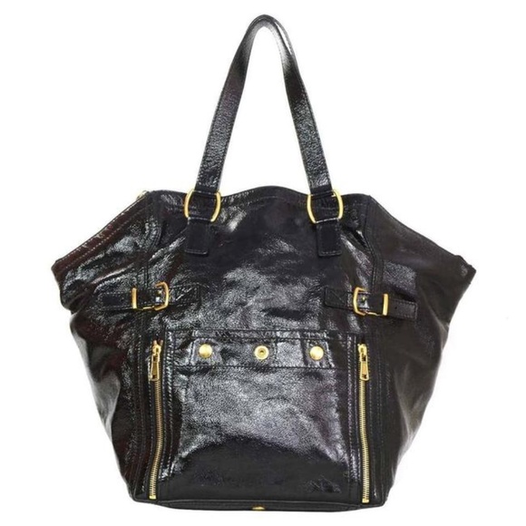 Saint Laurent Downtown Large Black Patent Leather Tote - Picture 1 of 12